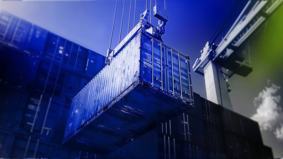 Port crane loading cargo containers